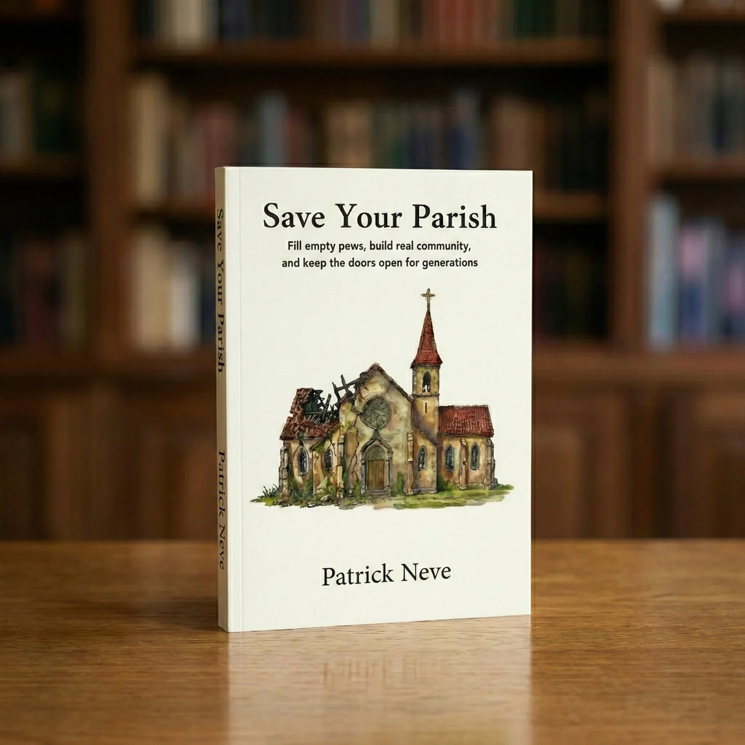 Save Your Parish book standing on a wooden table
